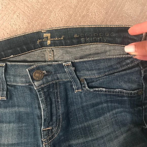 7 For All Mankind Cropped Skinny Jeans w/ zippers - Picture 7 of 8